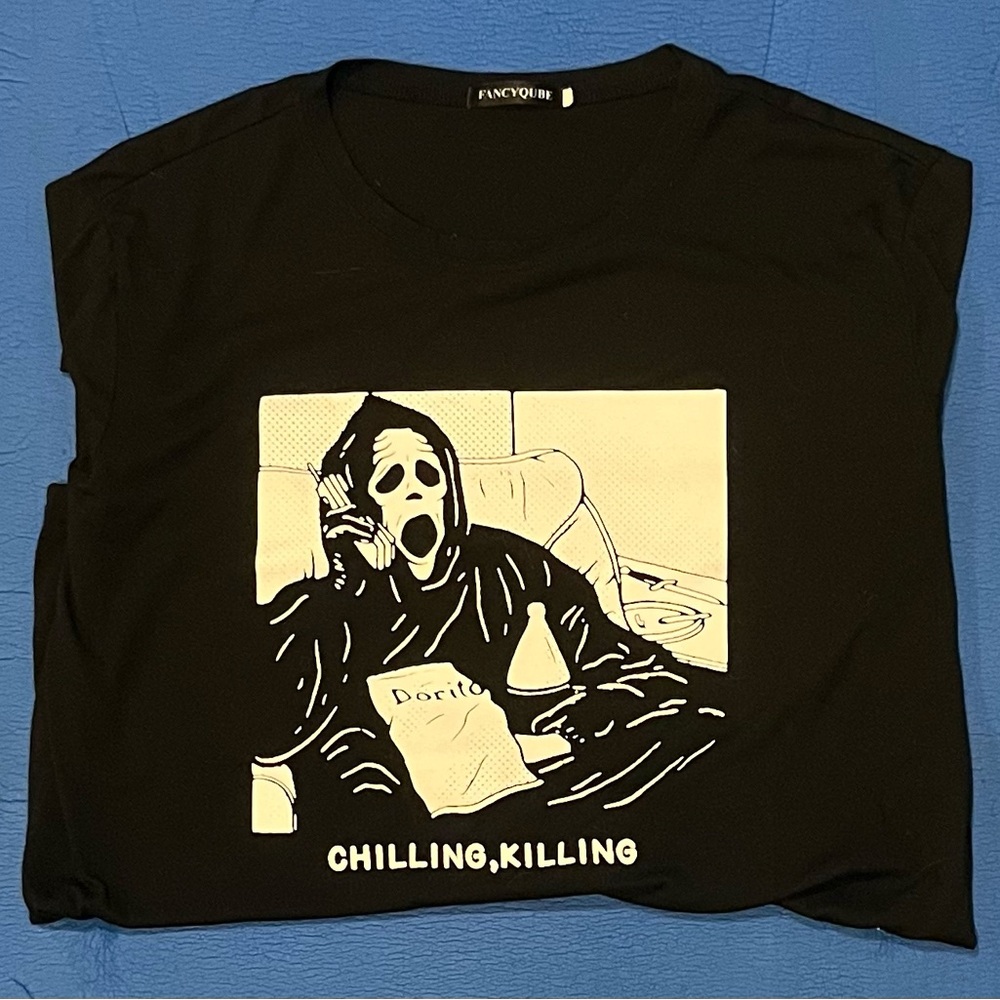 “Chilling, Killing” Scary Movie Graphic Tee